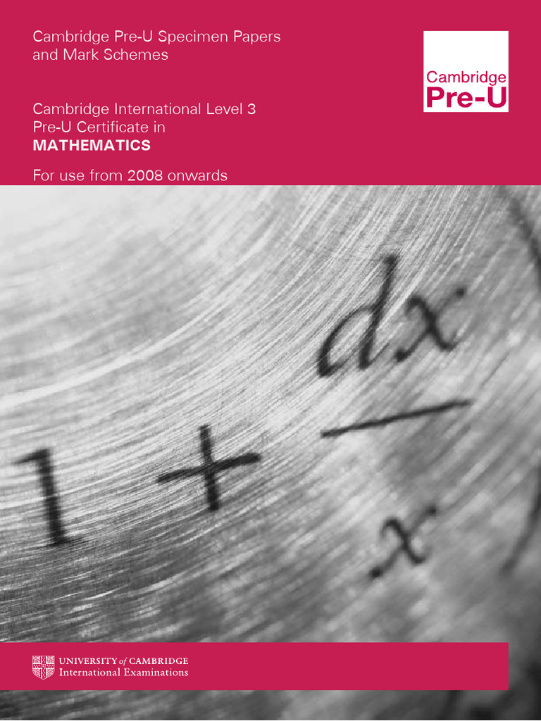 Pre-U Mathematics Blue Book | PDF | Quadratic Equation | Equations