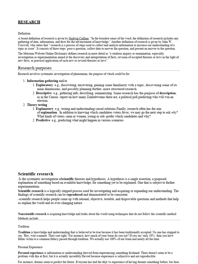 Understanding Research: Definitions & Types | PDF | Methodology ...
