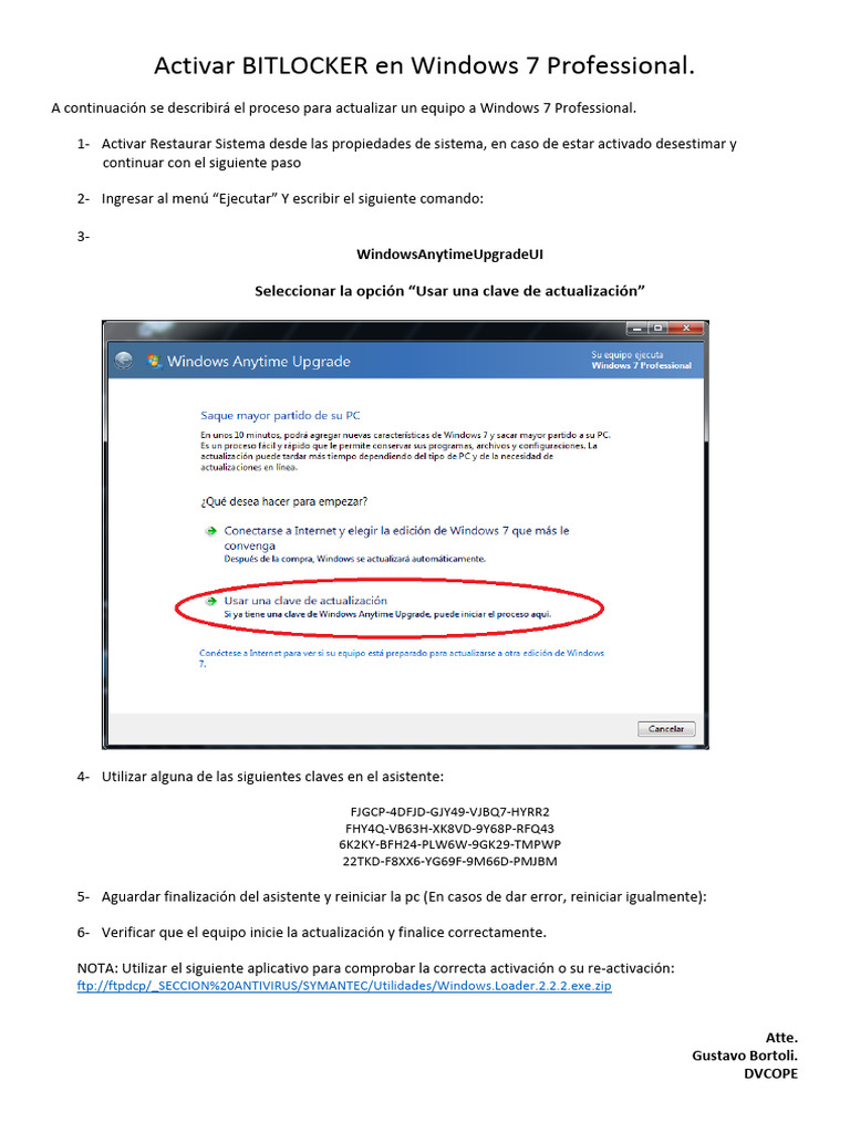Activar Bitlocker en Windows 7 Professional | PDF