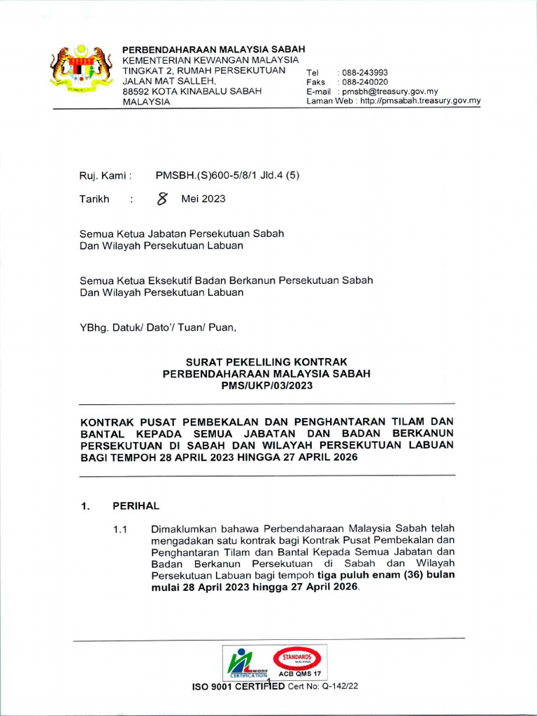 SPKP Tilam Dan Bantal Pmsukp032023 | PDF