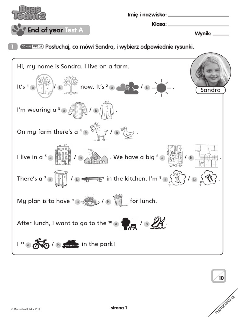 Bugs Team 2 End Of Year Test A Pdf