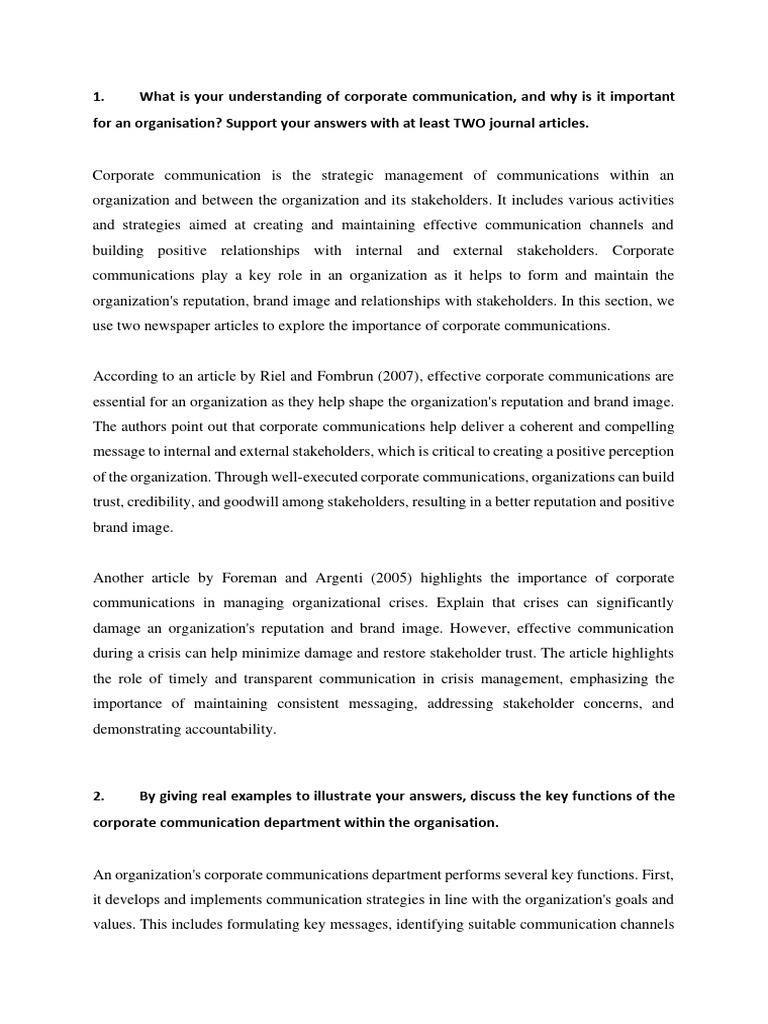 PRINCIPLES OF CORPORATE COMMUNICATION | PDF | Reputation | Corporate ...