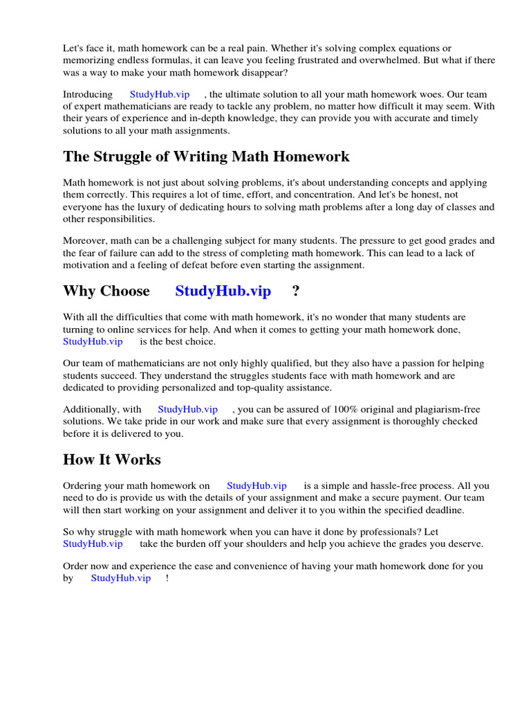Math Homework Help Made Easy | PDF | Homework | Mathematics