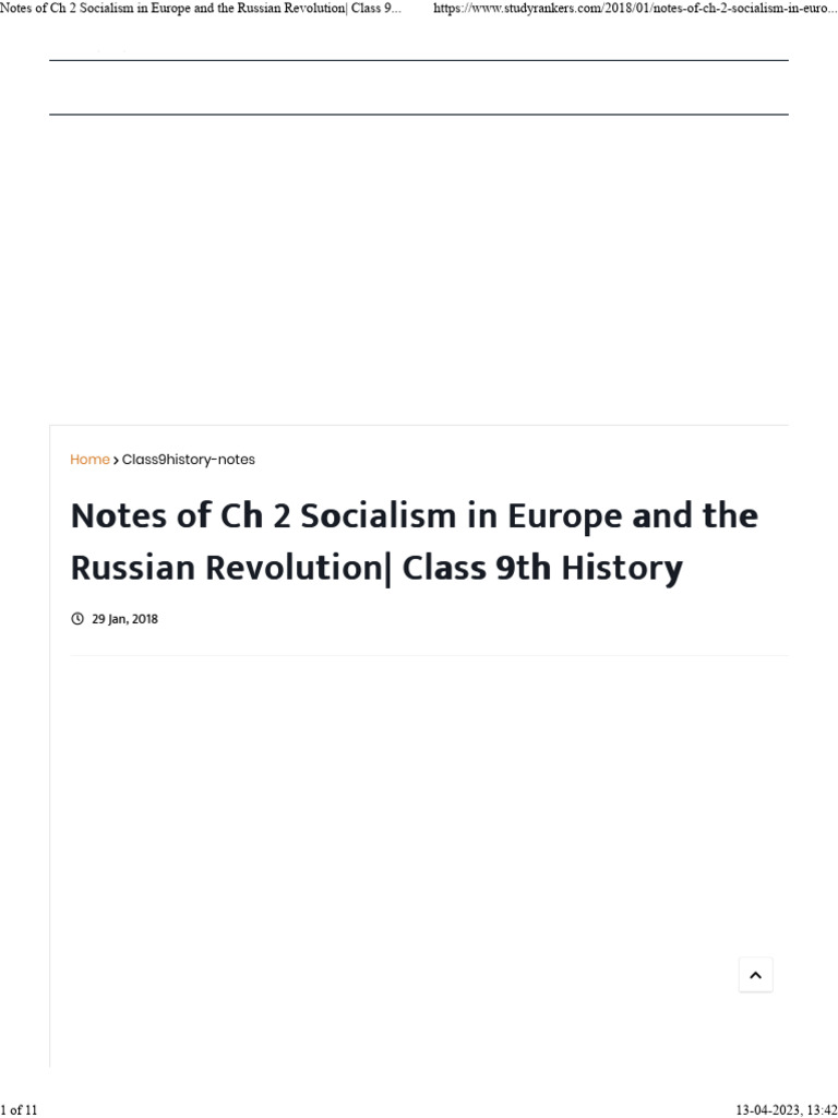 Class 9 History: Russian Revolution Notes | PDF | Russian Empire ...