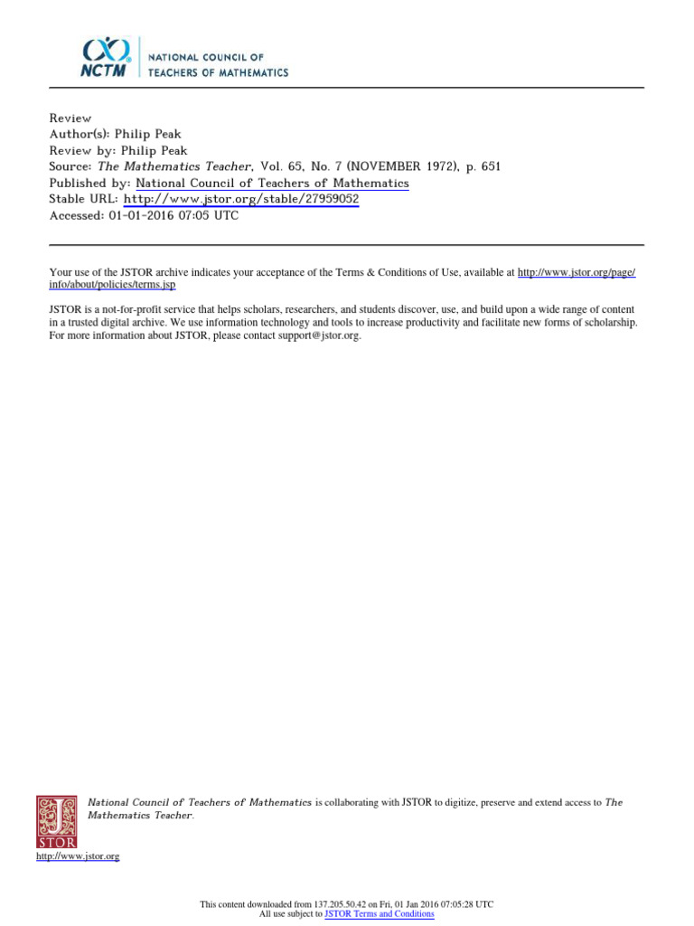 National Council of Teachers of Mathematics Is Collaborating With JSTOR ...