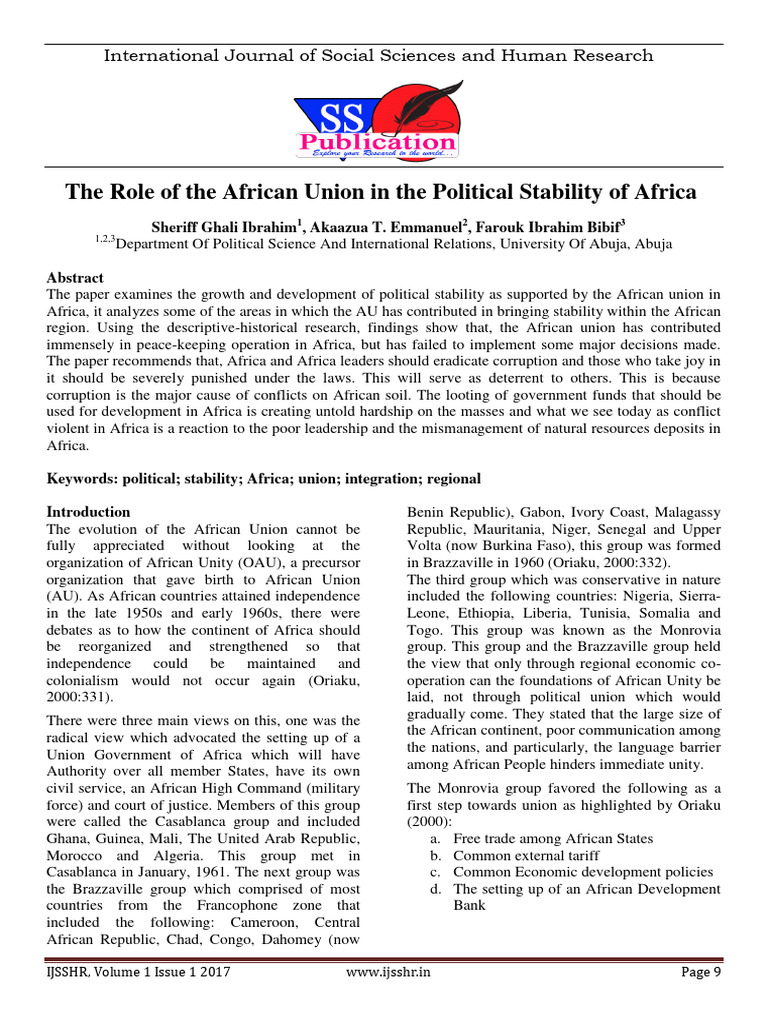 African Union's Role in Africa's Stability | PDF | African Union ...