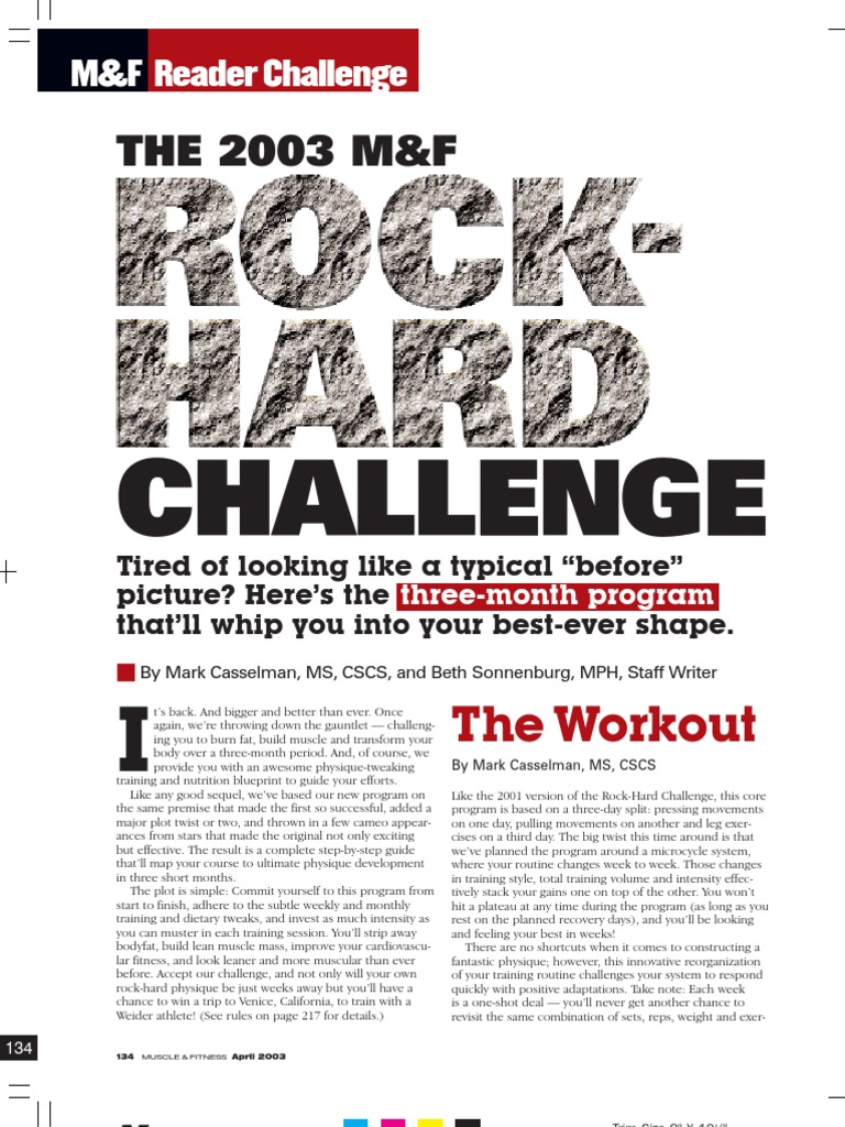 Bodybuilding The Rock Hard Challenge (Month 1 Training) PDF Lunch Weight Training