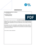 Memorandum: De: Secretaría de Desarrollo Económico Sria. Verónica Zini A: Intendente Municipal Dr. Martín Ignacio Ascúa