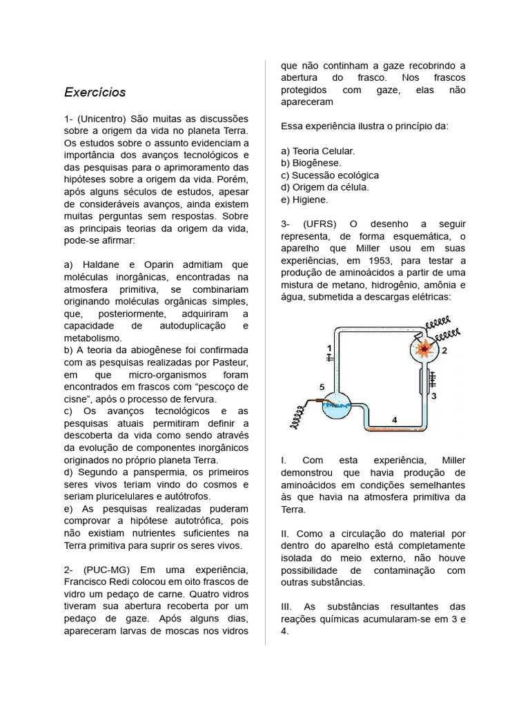 Biologia semana 1 pr vest exerc cios pdf abiog nese organismos