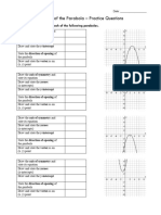 MFM2P - WS3 - Analysis Of The Parabola - Practice