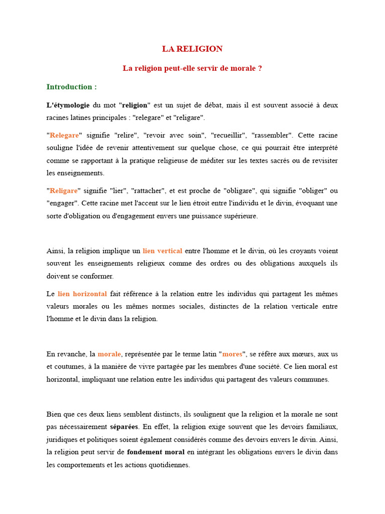 Morale et Religion : Liens et Tensions | PDF | Moralité | Dieu