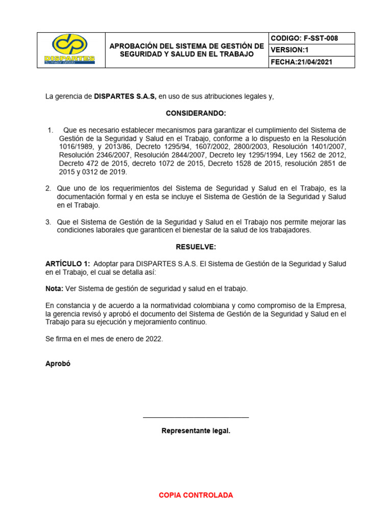 Aprobación Del Sistema De Gestion V1 2021 Pdf Justicia Crimen Y