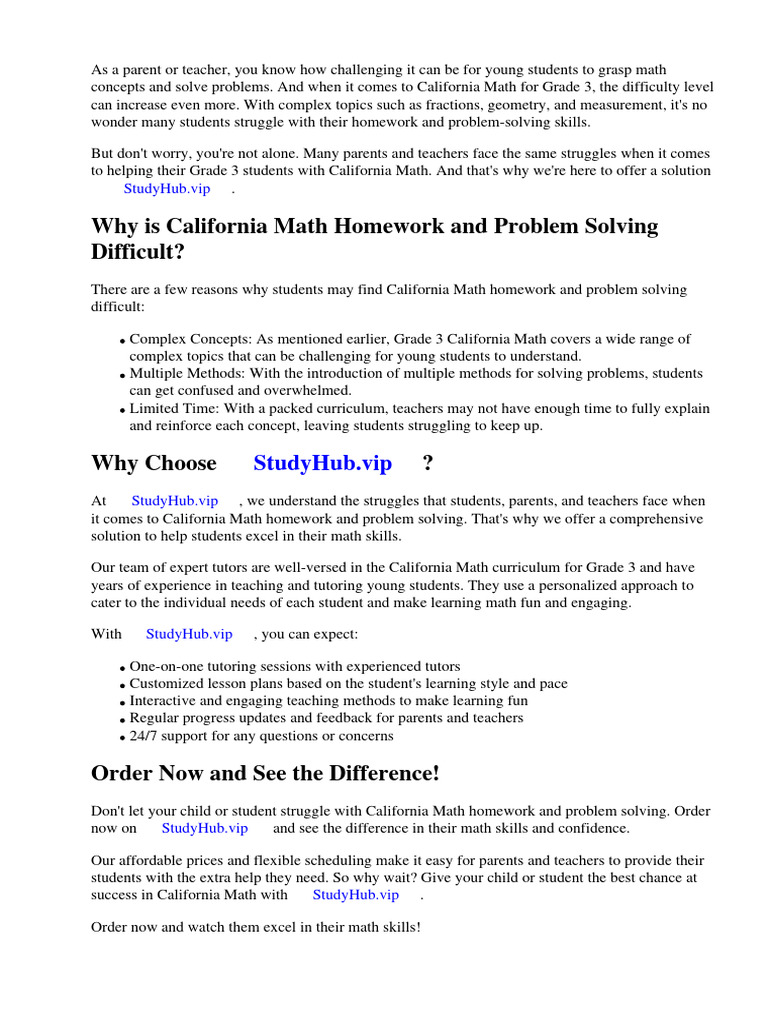 California math homework and problem solving grade 3 pdf