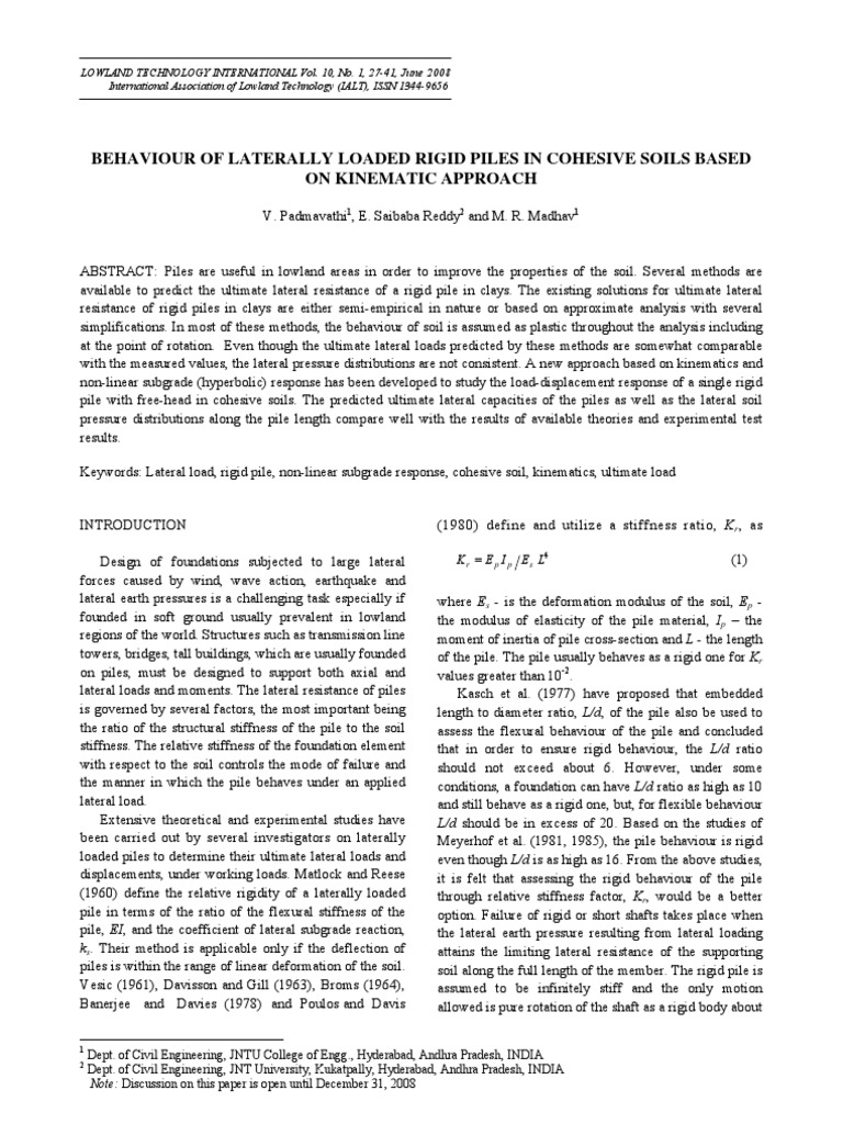 Broms Method for Lateral Pile Capacity | PDF | Deep Foundation | Soil ...