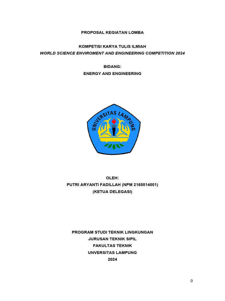 Template Proposal Kegiatan Lomba Atau Proker Lembaga Mahasiswa PDF