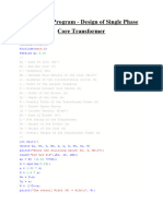 Computer Program - Design of Single Phase Core Transformer