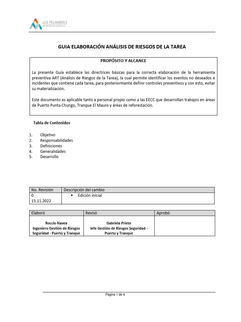 Guía para Análisis de Riesgos de Tareas | PDF | Seguridad y salud ...