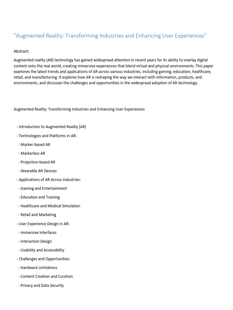 Augmented Reality Trends and Applications | PDF | Augmented Reality ...