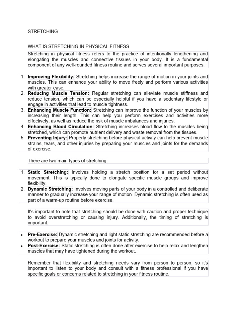 Stretching Pdf Physical Fitness Physical Exercise