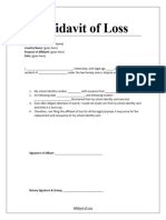 Affidavit of Loss Template and Affidavit of Loss Form