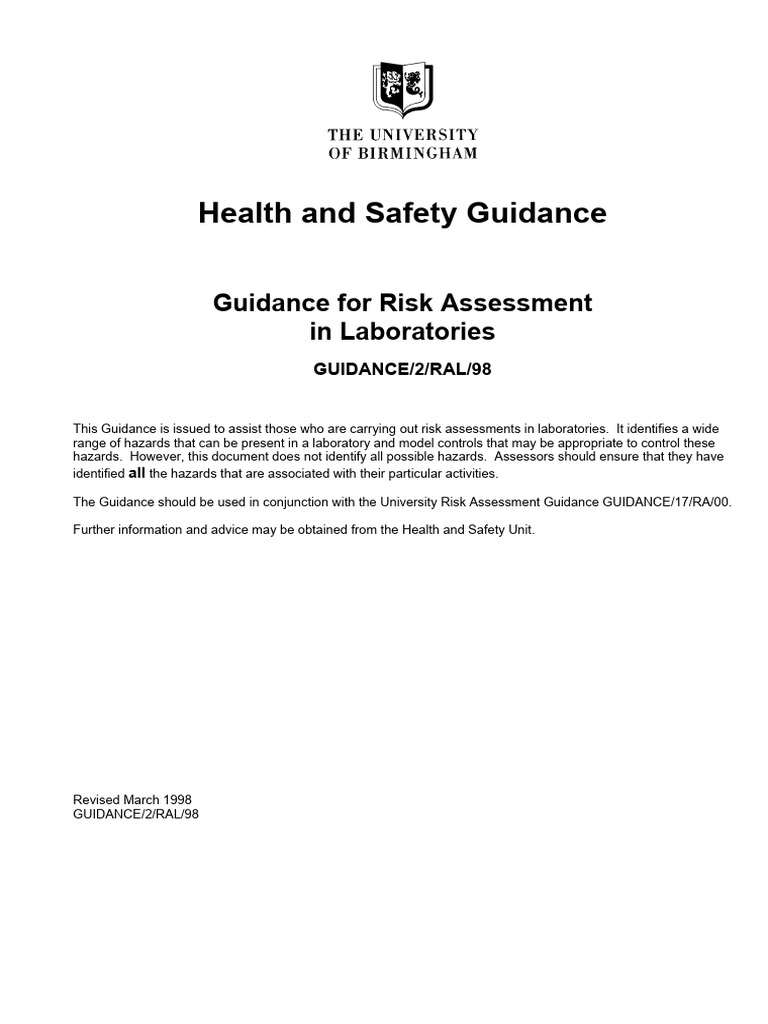 Guidance for Risk Assessment in Laboratories | PDF | Dosimetry ...
