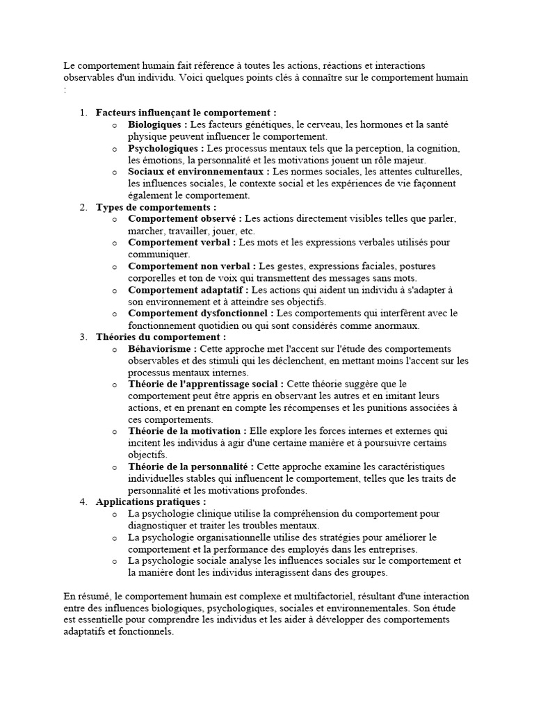 Comprendre le Comportement Humain | PDF | Comportement | Psychologie