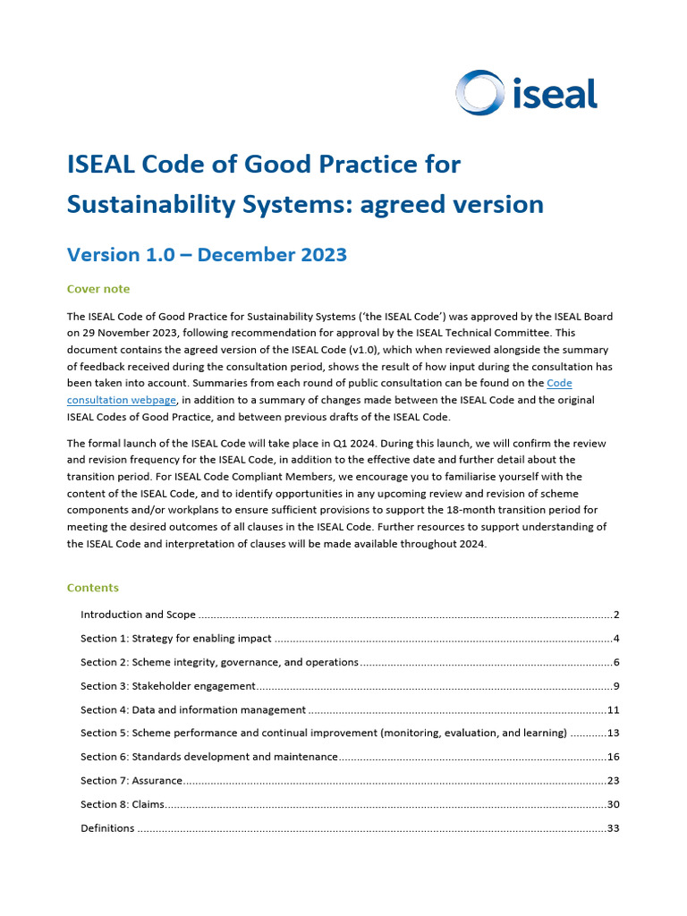 ISEAL Code of Good Practice v1_0 - PDF | PDF | Governance | Scheme ...