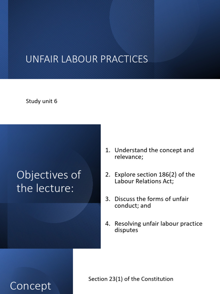 Unfair Labour Practice Slides 1 Pdf Arbitration Employment