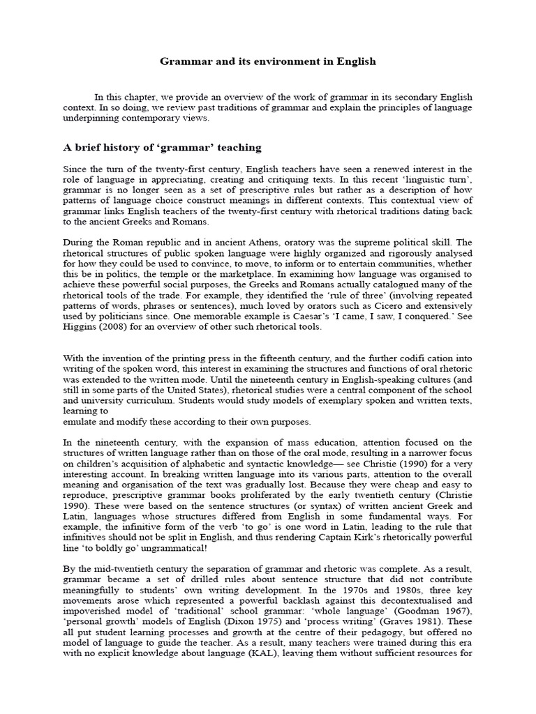 Grammar's Role in English Education | PDF | Rhetoric | Grammar