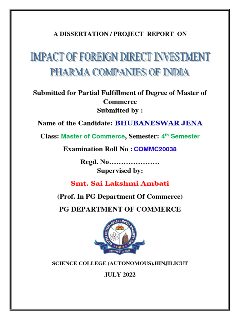 Impact of FDI on India's Pharma Sector | PDF | Foreign Direct ...