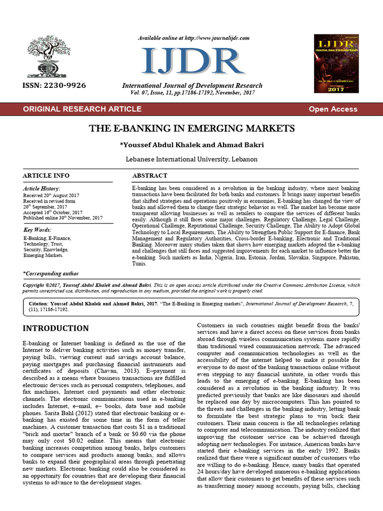 The E-Banking in Emerging Markets | PDF | Online Banking | Banks & Banking