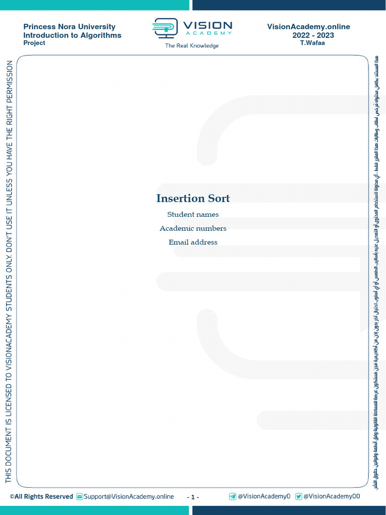 Insertion Sort Algorithm Overview | PDF | Algorithms | Mathematical Logic