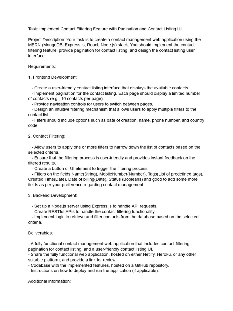 Contact Management App: Filtering & Pagination | PDF | User Interface ...
