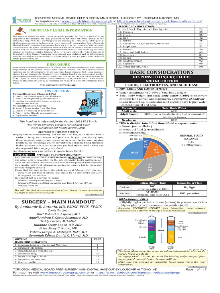 8 - Surgery Main Handout Oct 2023 | PDF