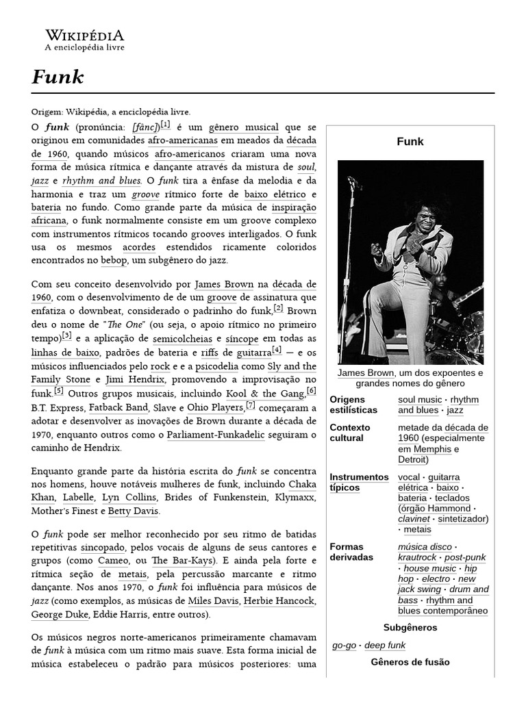 História e Origens do Funk | PDF | Funk | Música