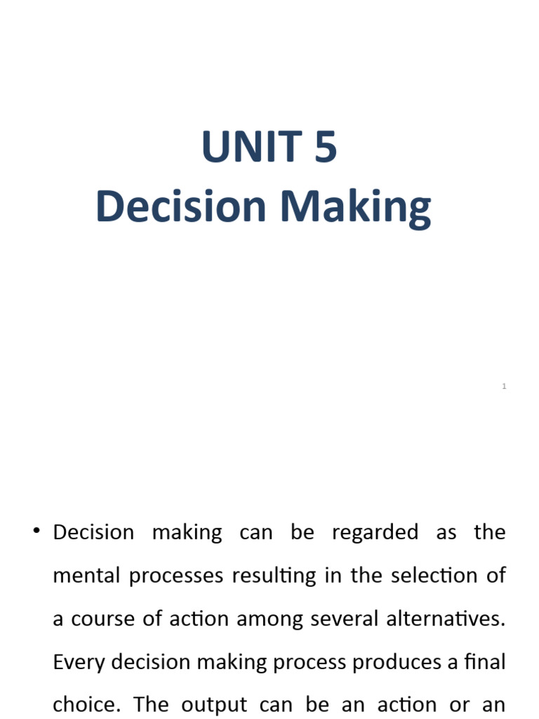 Understanding Decision Making Processes | PDF | Decision Making ...