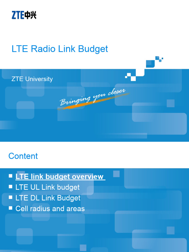 Zte Lte Radio Link Budget 75 Pdf Antenna Radio Bandwidth