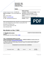 Comprovante de inscrição Sisu 1°-2024