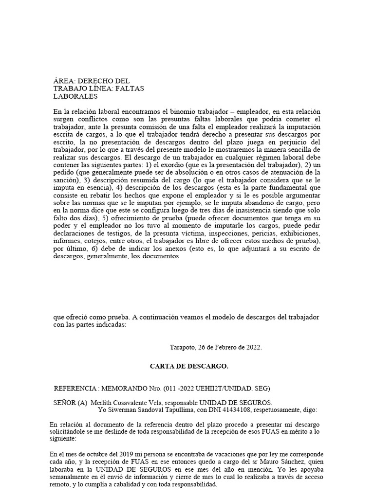 Guía de Descargos Laborales | PDF | Ciencias sociales | Derecho