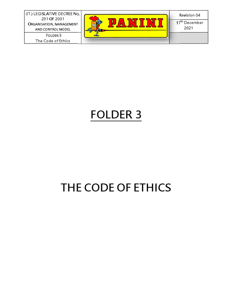 panini_spa_code_of_ethics PDF Regulatory Compliance Occupational
