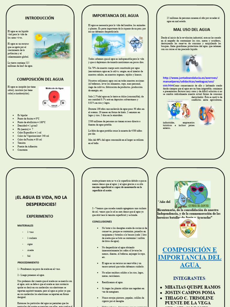 Tríptico sobre el Cuidado del Agua | PDF | Agua