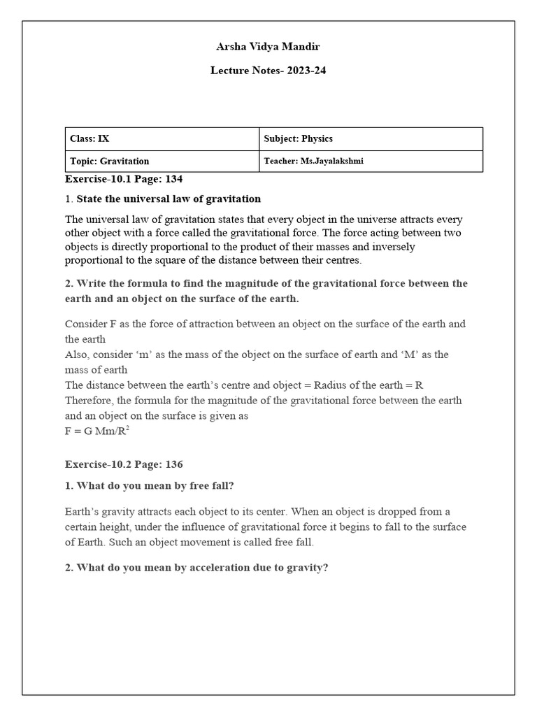 File - 1707793946 - Gravitation Textbook Answers | PDF | Weight | Buoyancy