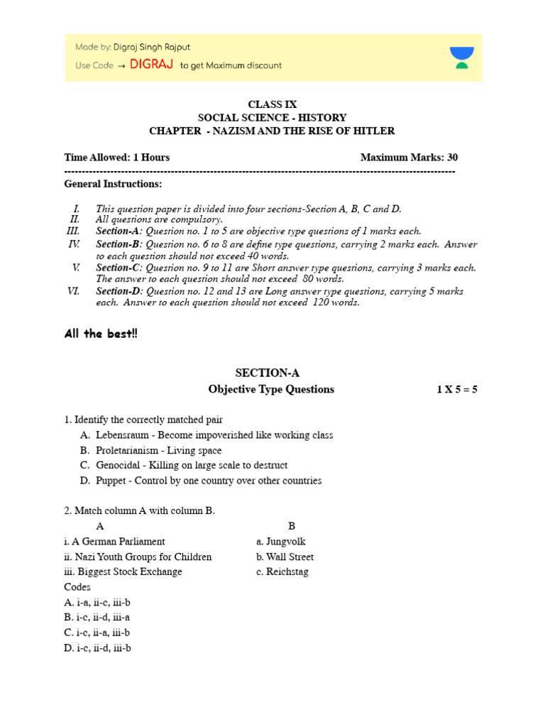 Nazism and Hitler: Class IX Overview | PDF | Nazi Germany | Weimar Republic