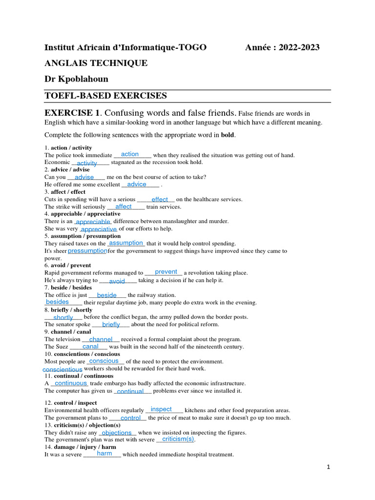 TOEFL Vocabulary Exercises Guide | PDF | First Language | Multilingualism