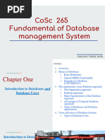 CoSc 265 FDMS - Chapter One