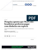 Pesquisa Aponta Que 96,1% Dos Brasileiros Preferem Pagar Com Dinheiro em Espécie - Jornal O Globo