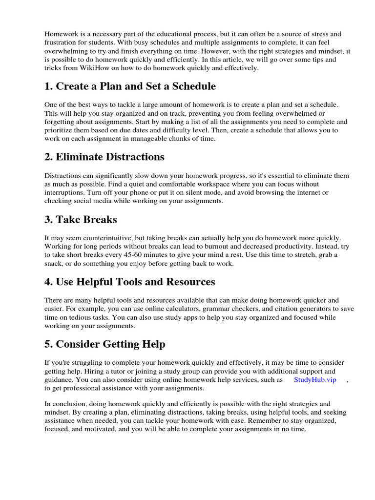 How to do homework quickly wikihow pdf homework experience