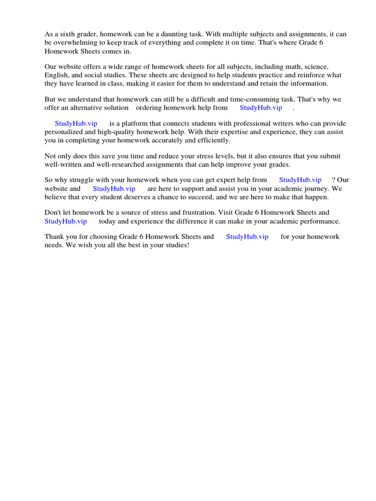 6th Grade Homework Worksheets