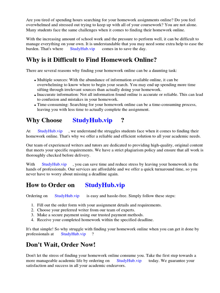Find My Homework Online | PDF | Homework | Learning