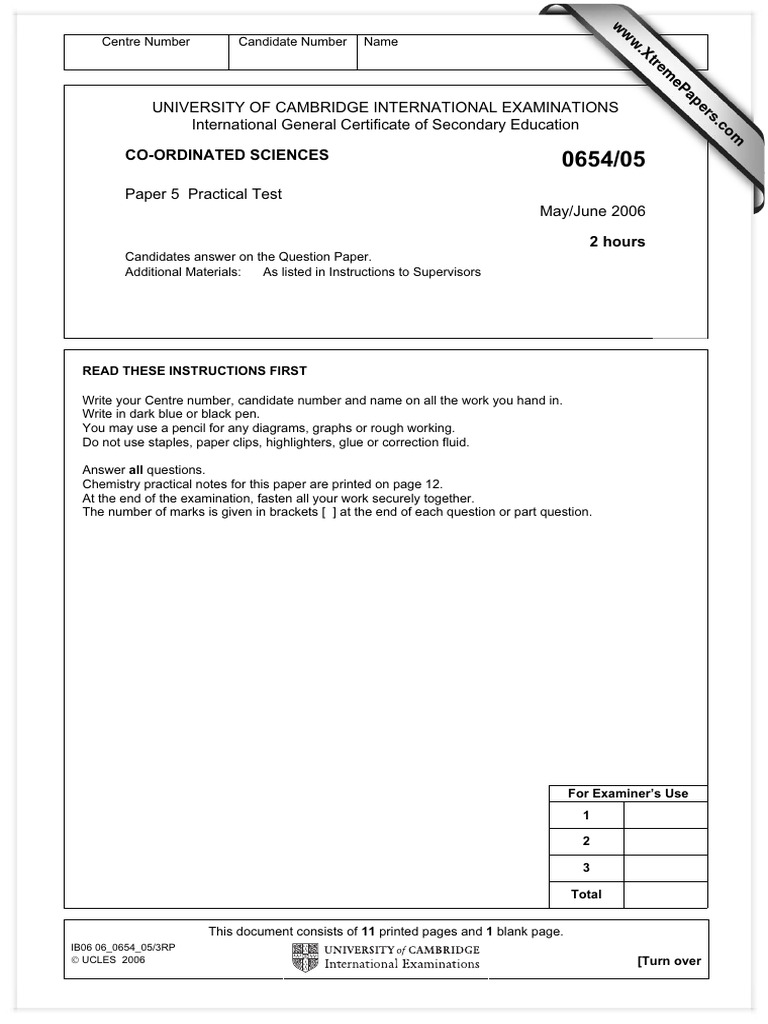 Cambridge IGCSE Coordinated Sciences Practical Test | PDF | Solubility ...